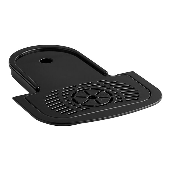 A black plastic tray with a hole in the middle.