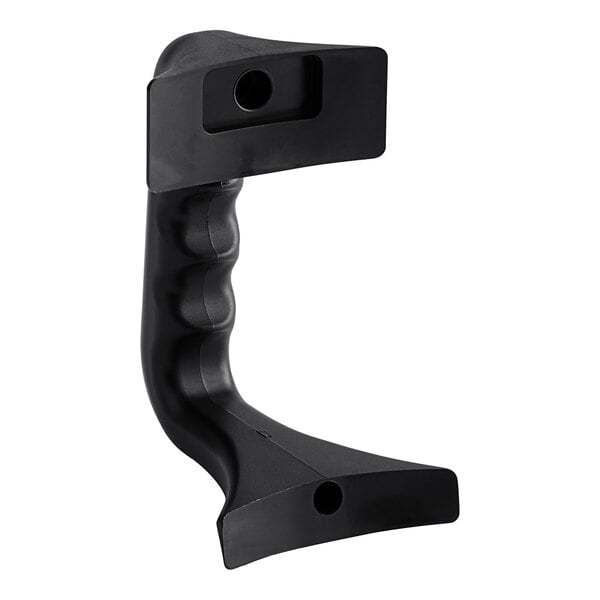 A black plastic Bunn funnel handle.