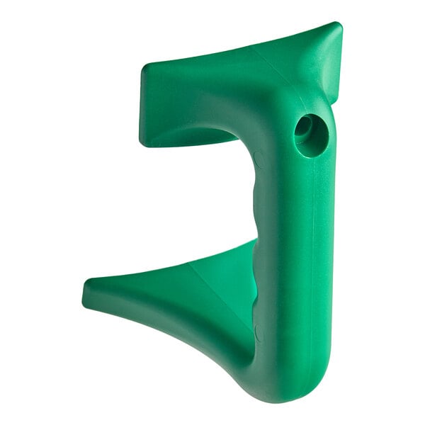 A green plastic handle with a hole for Bunn IC3 iced coffee brewers.