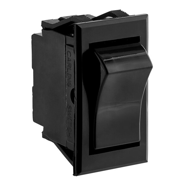 A black switch with a black plastic cover.