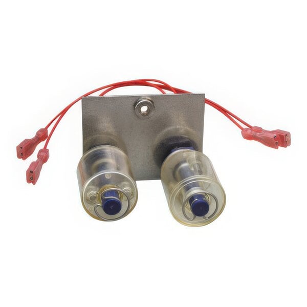 A Bunn float switch assembly with two small metal and red wires.