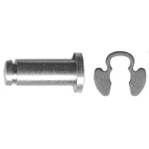 A metal clip and a metal bolt on a white background.