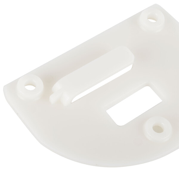 A white plastic control bracket with two holes.