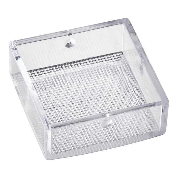A clear plastic box with holes for a Bunn refrigerated beverage dispenser switch.