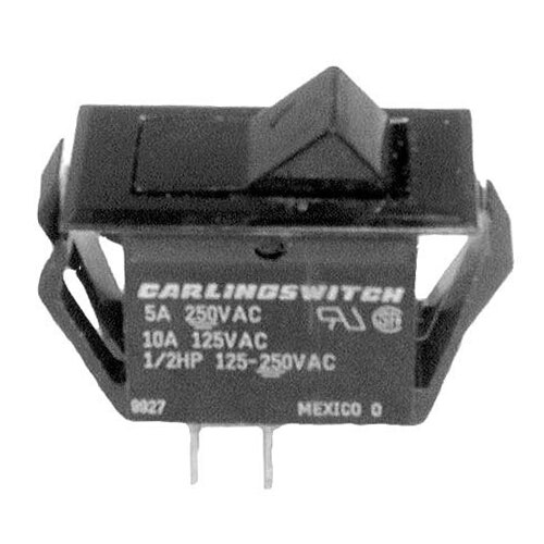 A black Bunn rocker switch with square buttons.