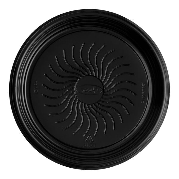 Visions Black PET Plastic 12" Thermoform Catering / Deli Tray - 25/Case