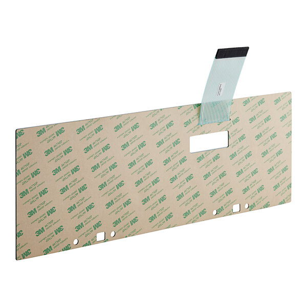 A rectangular piece of paper with green and white text that says "Bunn Membrane Switch"