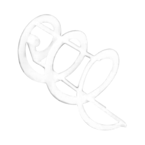 A white plastic spiral with two holes.