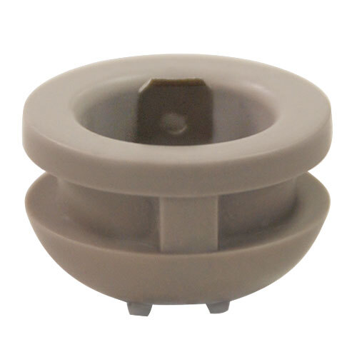 A close-up of a white plastic Cecilware flexible contact bowl with a hole in the center.