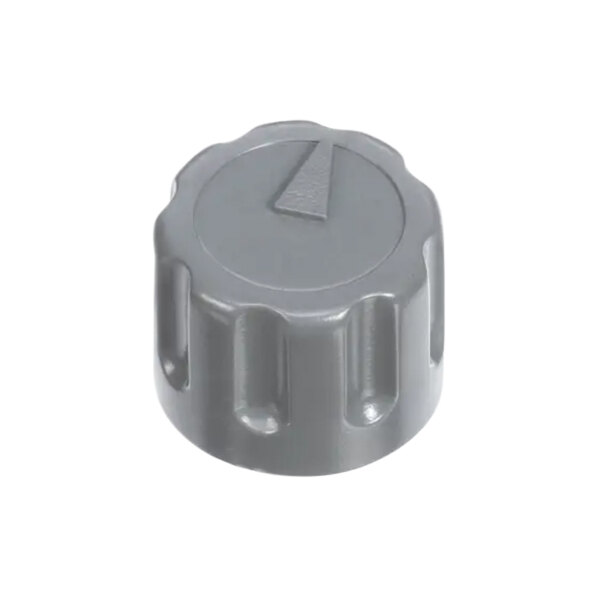 A grey plastic Grindmaster-Cecilware thermostat knob with a triangle design.