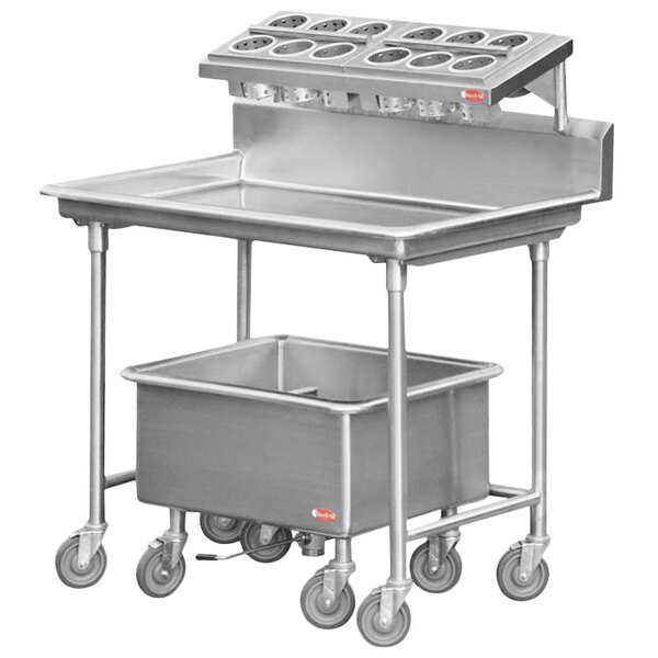 A large stainless steel Steril-Sil sorting cart with two trays on wheels.