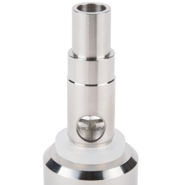 A metal Grindmaster Cecilware dispense valve with an O-ring.