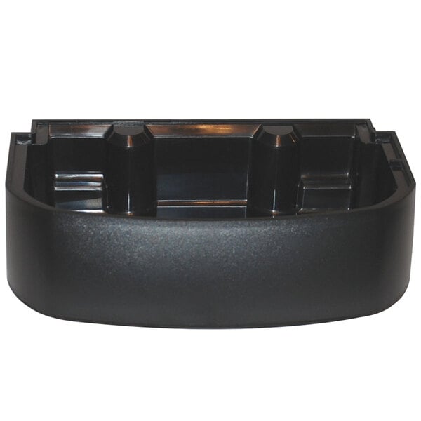 A black plastic drip tray with two compartments for a Grindmaster Cecilware beverage dispenser.