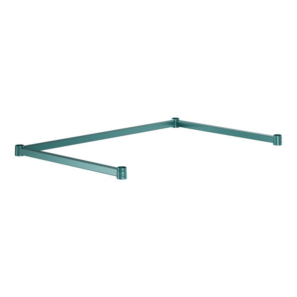 A green metal frame with two corners.