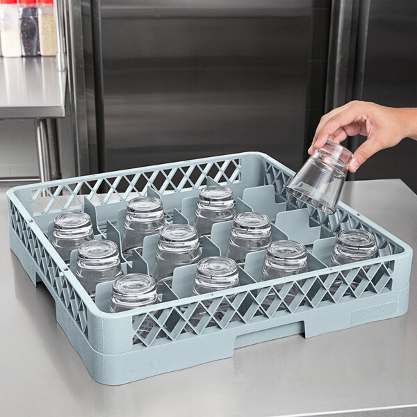 Noble Products 16-Compartment Gray Full-Size Glass Rack
