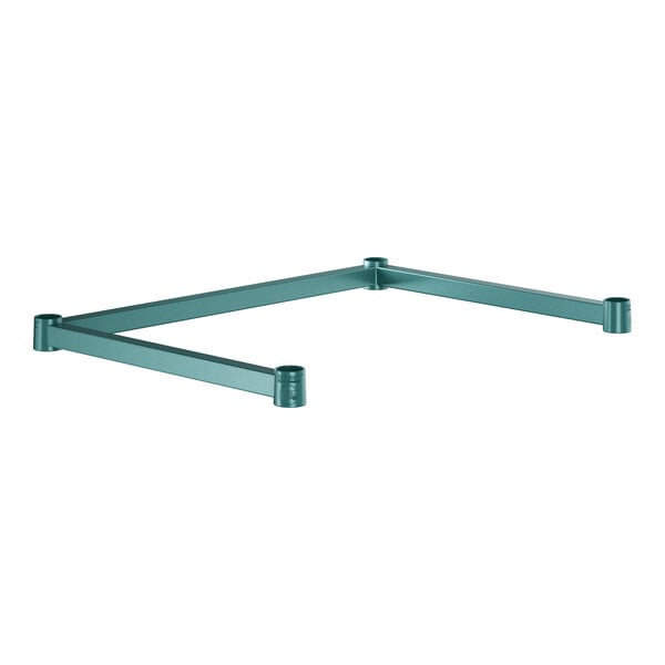 A green metal frame for Regency wire shelving with three sides.