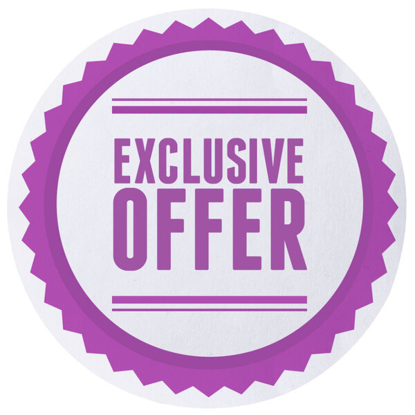 A roll of white and purple Noble Products round customizable food labeling stickers.