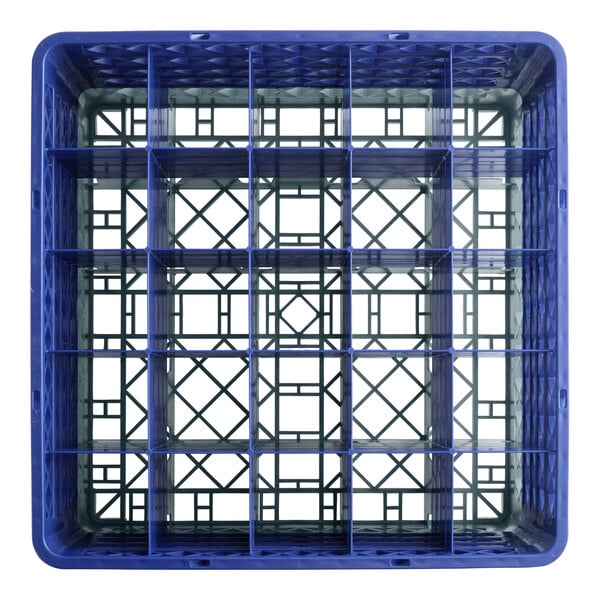 Noble Warewashing 25-Compartment Gray Full-Size Glass Rack with 4 Blue Extenders