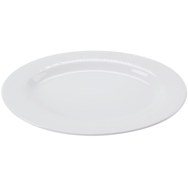 A close up of a CAC Boston Super Bright White Porcelain Platter with a design on it.