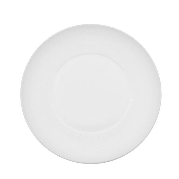A CAC porcelain plate with a white rim on a white background.