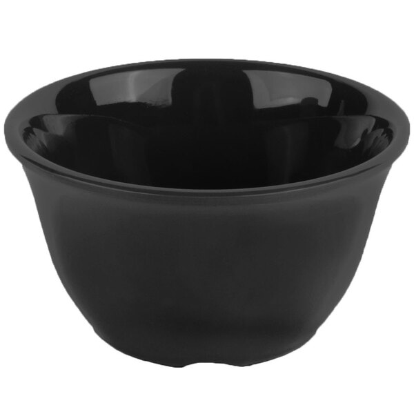 A black GET Elegance melamine bowl.