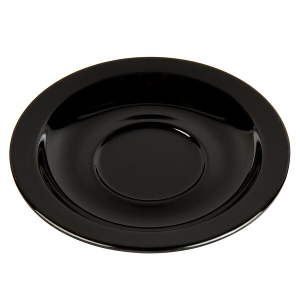 A black GET Elegance saucer with a small rim.