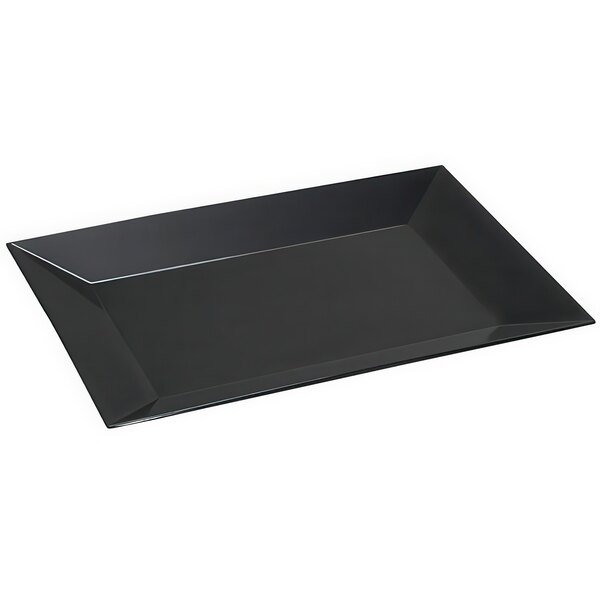 A black rectangular GET display tray with wide rims.