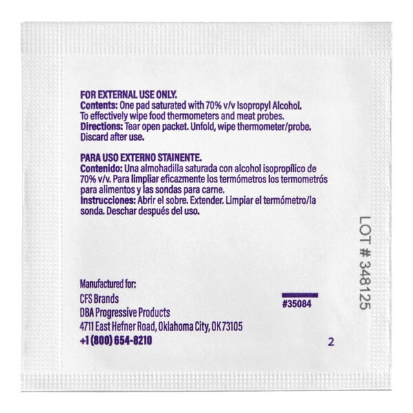 WipesPlus Probe Wipes Individually Packaged Thermometer Sanitizing Wipe - 1,000/Case