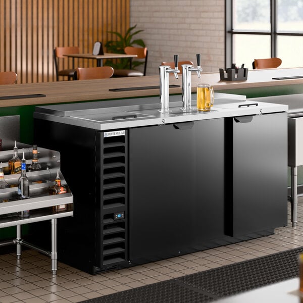 Beverage-Air DD68HC-1-C-B 2 Single Tap Club Top Kegerator Beer Dispenser - Black, (3) 1/2 Keg Capacity