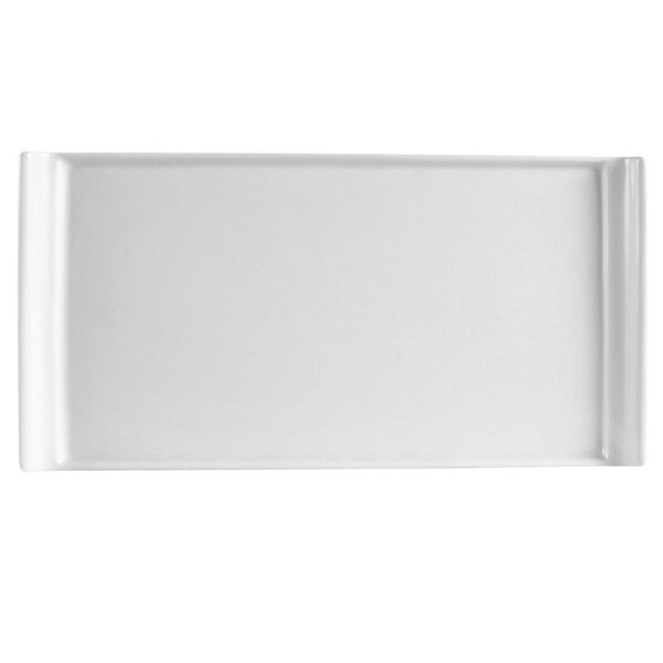 A white rectangular porcelain platter.