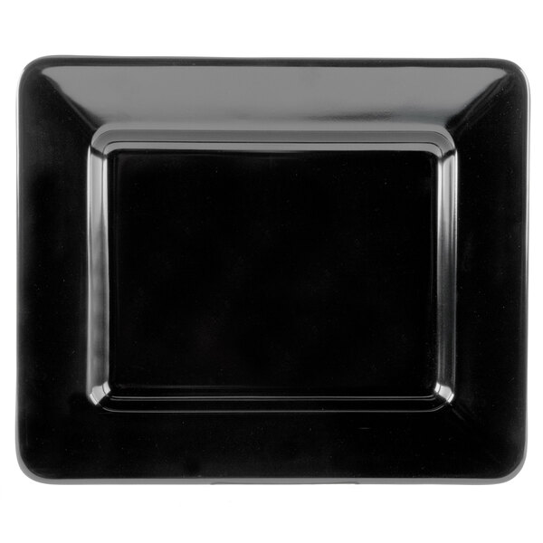 A black rectangular Milano melamine plate with a black border.