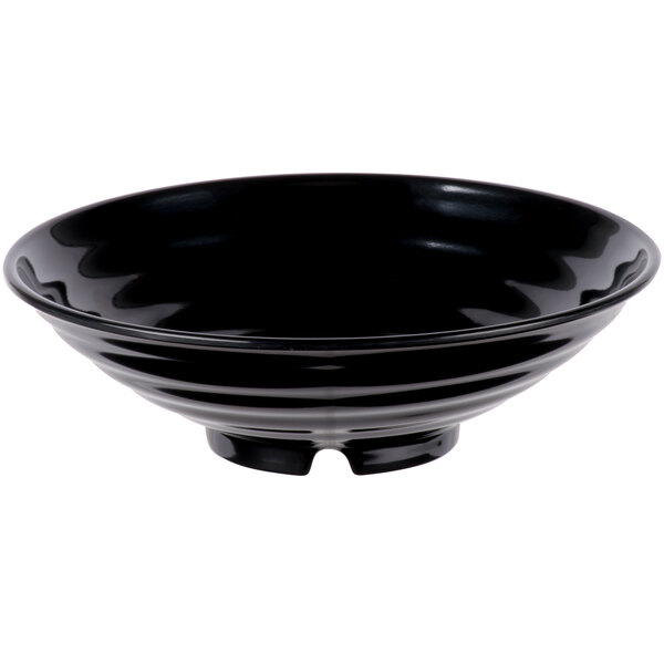 A GET Milano black melamine bowl.