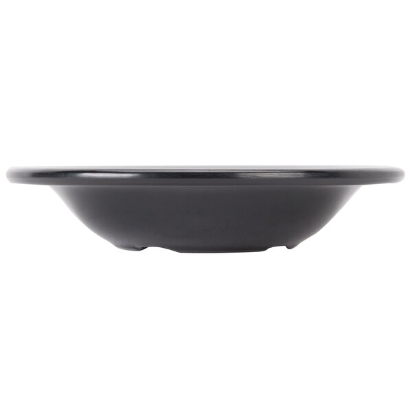 A close up of a black GET Black Elegance melamine bowl.