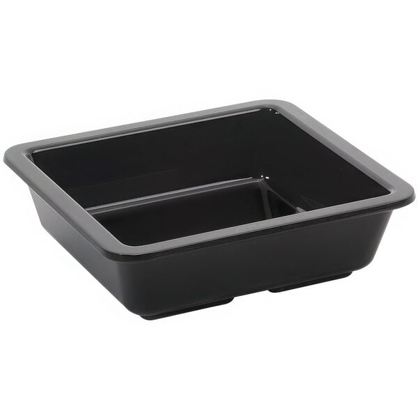A black square GET Milano side dish container with a black rim.