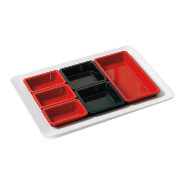 A white rectangular tray with 4 compartments.