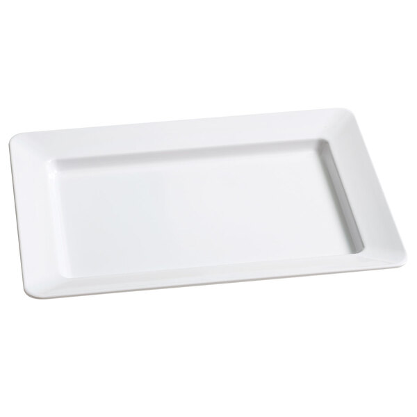 A white rectangular tray with a white border.