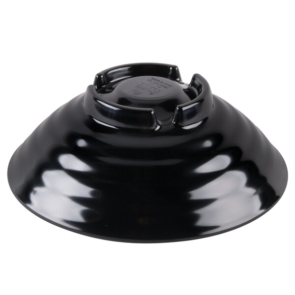 A black Melamine bowl with a white background.