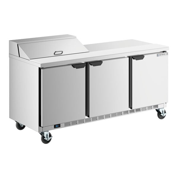 Beverage-Air SPE72HC-08 Elite Series 72" 3 Door Refrigerated Sandwich Prep Table