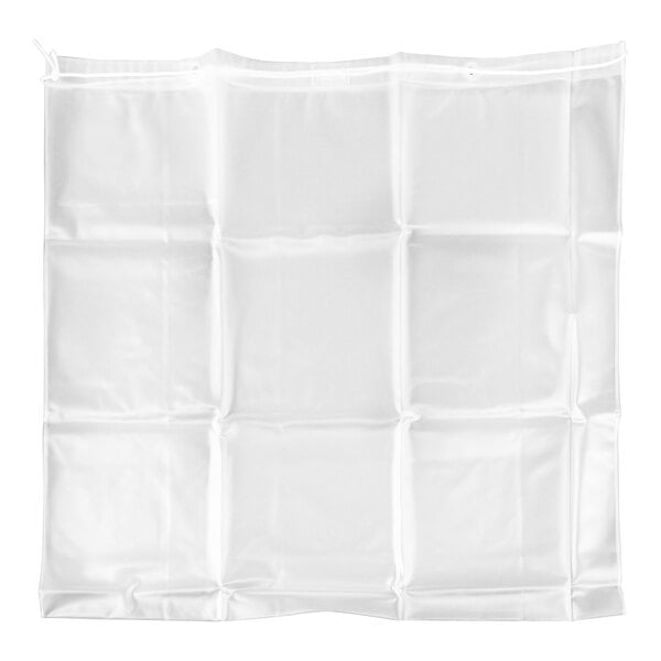 A white plastic bag with a hole in the middle.