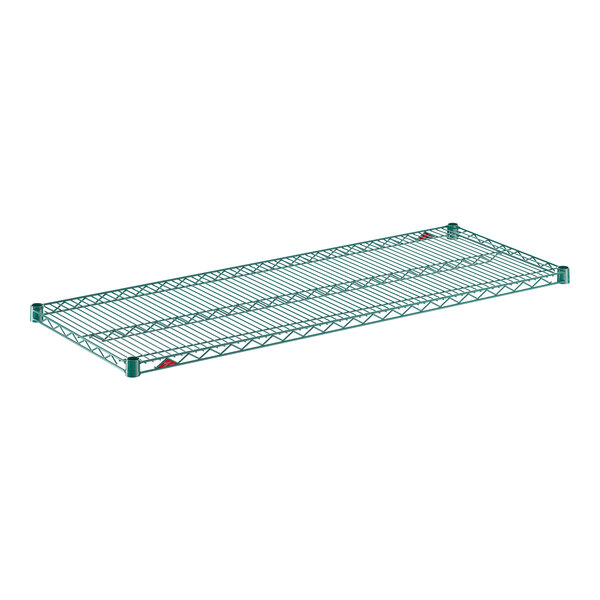 A green wire shelf measuring 21 inches by 54 inches.