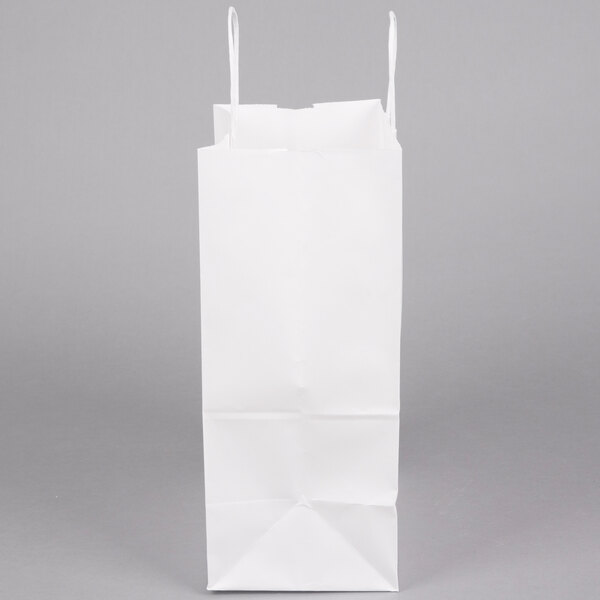 9" x 5 3/4" x 13 1/2" White Shopping Bag with Handles 250/Bundle