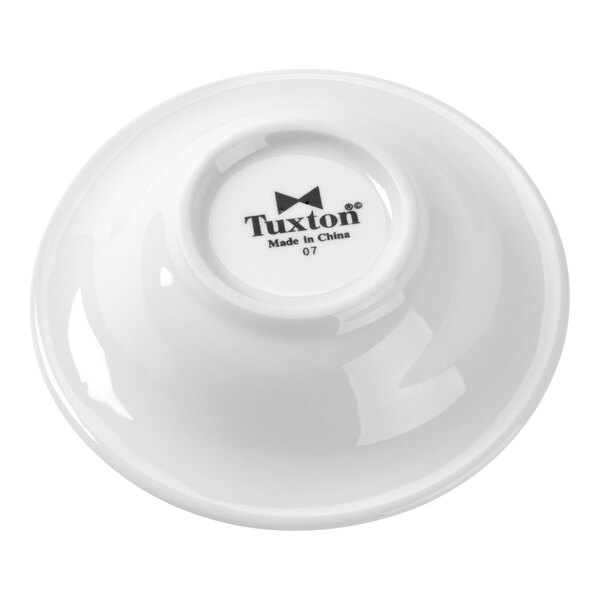 Tuxton YPD-052 Sonoma 3.5 oz. Bright White Embossed Rim China Fruit / Monkey Dish - 36/Case