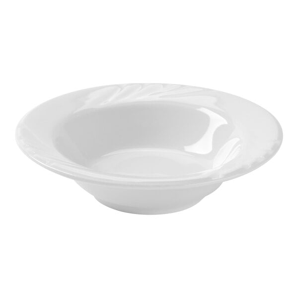 Tuxton YPD-052 Sonoma 3.5 oz. Bright White Embossed Rim China Fruit / Monkey Dish - 36/Case