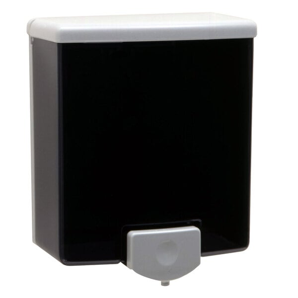 A black and white Bobrick ClassicSeries soap dispenser.