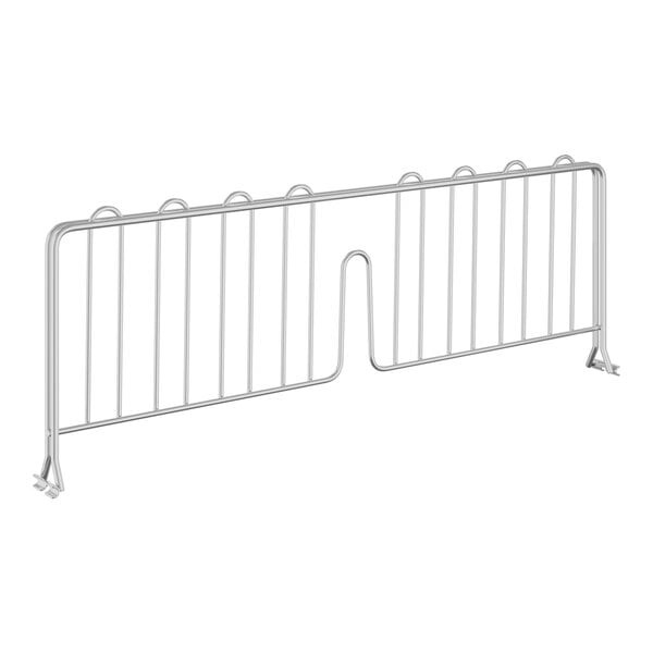 A metal rack with a wire frame dividing it into two sections.