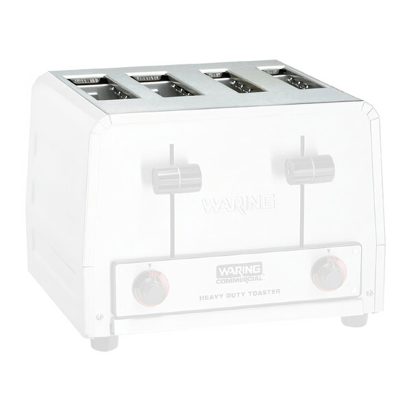 A white top cover plate for a commercial toaster with four slots.