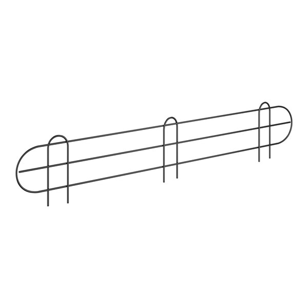 A black metal wire shelf ledge with a curved top.