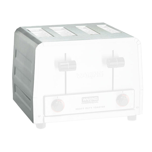 A white rectangular top cover plate for a Waring toaster with a square design in the middle.