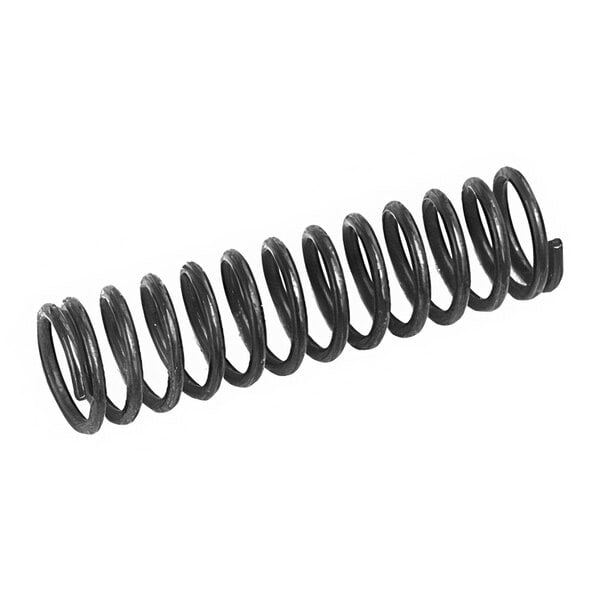 A black coil spring on a white background.