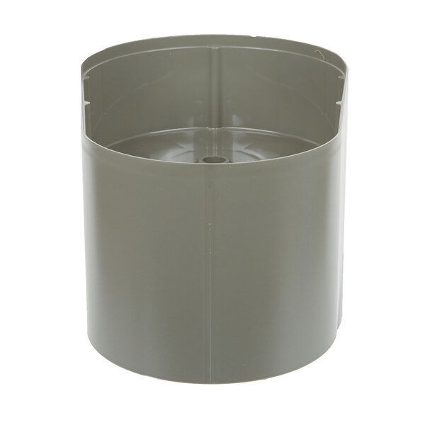 A gray plastic Waring continuous feed bowl with a lid.